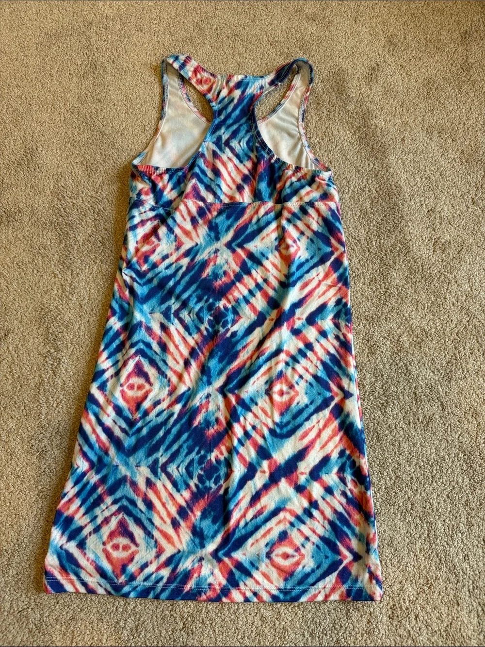 Girls Sleeveless Tie-Dye Tank Dress in Blue & Pink